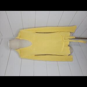 J Crew Medium yellow belted & collared sweater